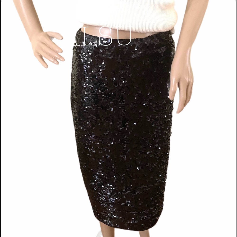 Michael Kors Women’s Midi Skirt Sequined Black - Picture 5 of 12